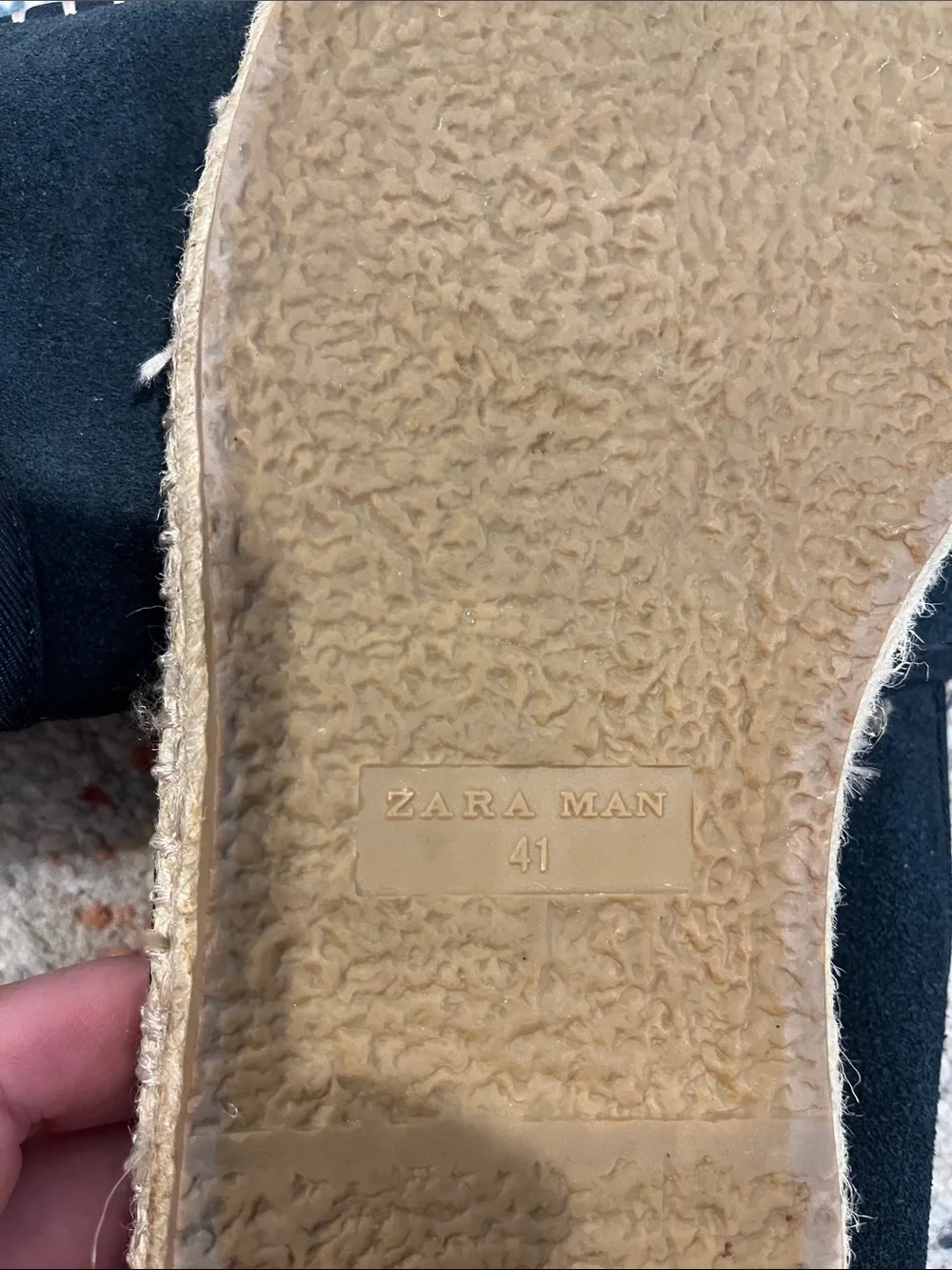 Zara Navy Suede Slip-On Espadrilles with Striped Heel Tab